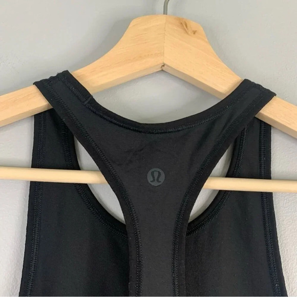 Lululemon Womens  Black High Neck CRB Cool Racer Back Tank Top Stripe Shirt 2 XS - Picture 7 of 9